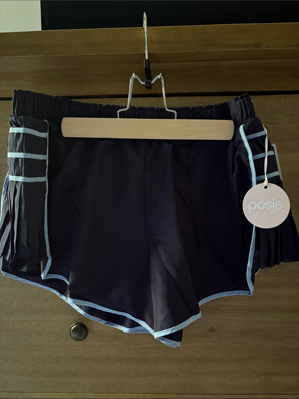 Posie Active Navy Shorts with Light Blue Trim